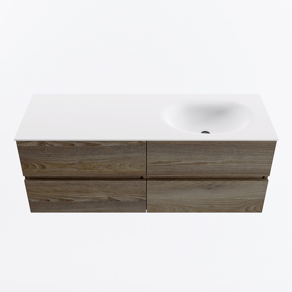 MONDIAZ VICA 130cm mueble de baño Dark Brown Grey 4 cajones. Lavabo MOON Derecho 1 orificio, color Talc. 5 MONDIAZ VICA 130cm mueble de baño Dark Brown Grey 4 cajones. Lavabo MOON Derecho 1 orificio, color Talc. - Imagen 5
