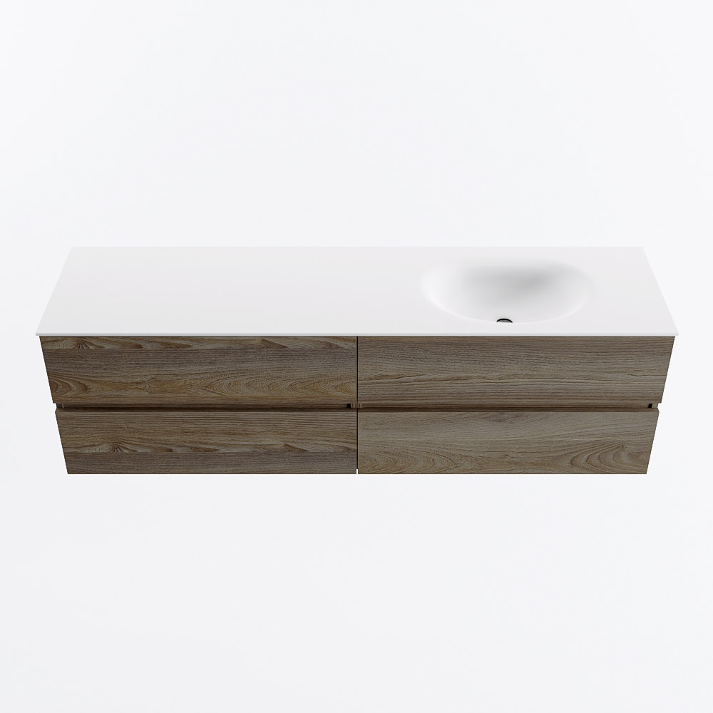 MONDIAZ VICA 170cm mueble de baño Dark Brown Grey 4 cajones. Lavabo MOON Derecho sin orificio, color Talc. 5 MONDIAZ VICA 170cm mueble de baño Dark Brown Grey 4 cajones. Lavabo MOON Derecho sin orificio, color Talc. - Imagen 5