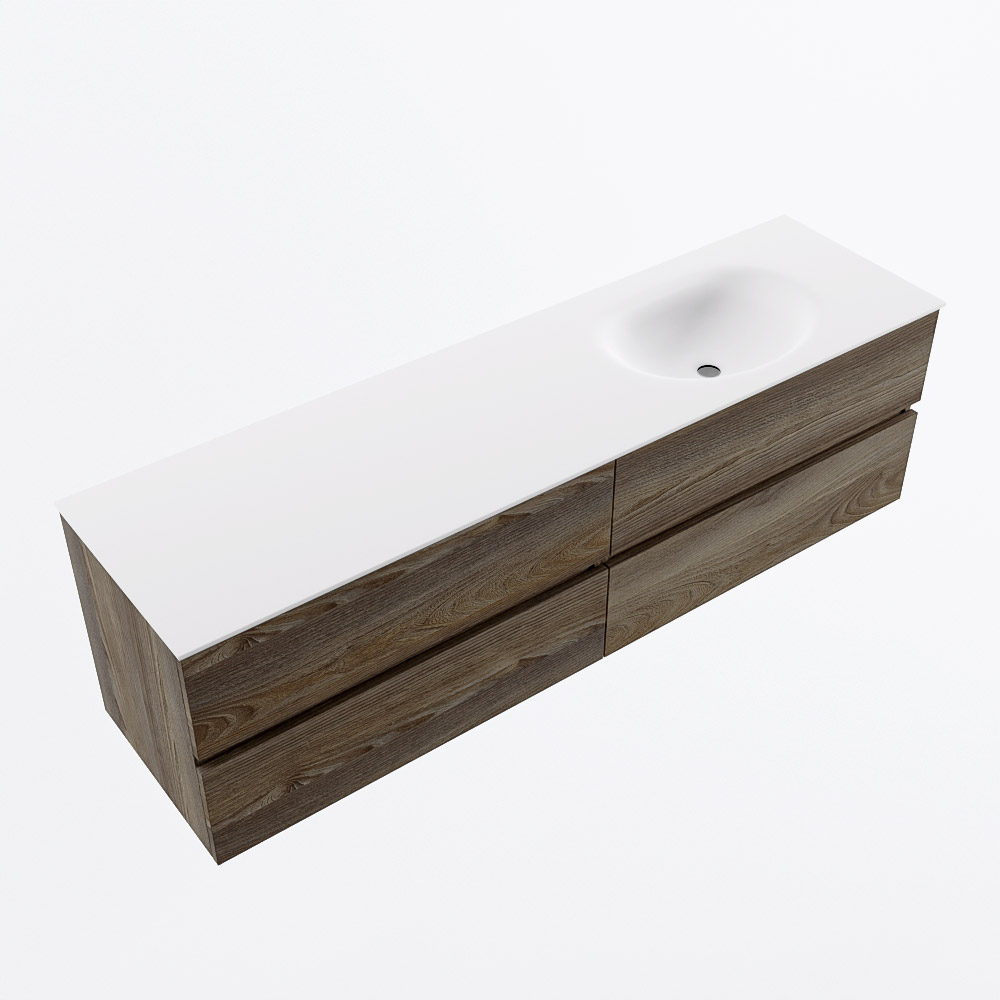 MONDIAZ VICA 170cm mueble de baño Dark Brown Grey 4 cajones. Lavabo MOON Derecho sin orificio, color Talc. 6 MONDIAZ VICA 170cm mueble de baño Dark Brown Grey 4 cajones. Lavabo MOON Derecho sin orificio, color Talc. - Imagen 6