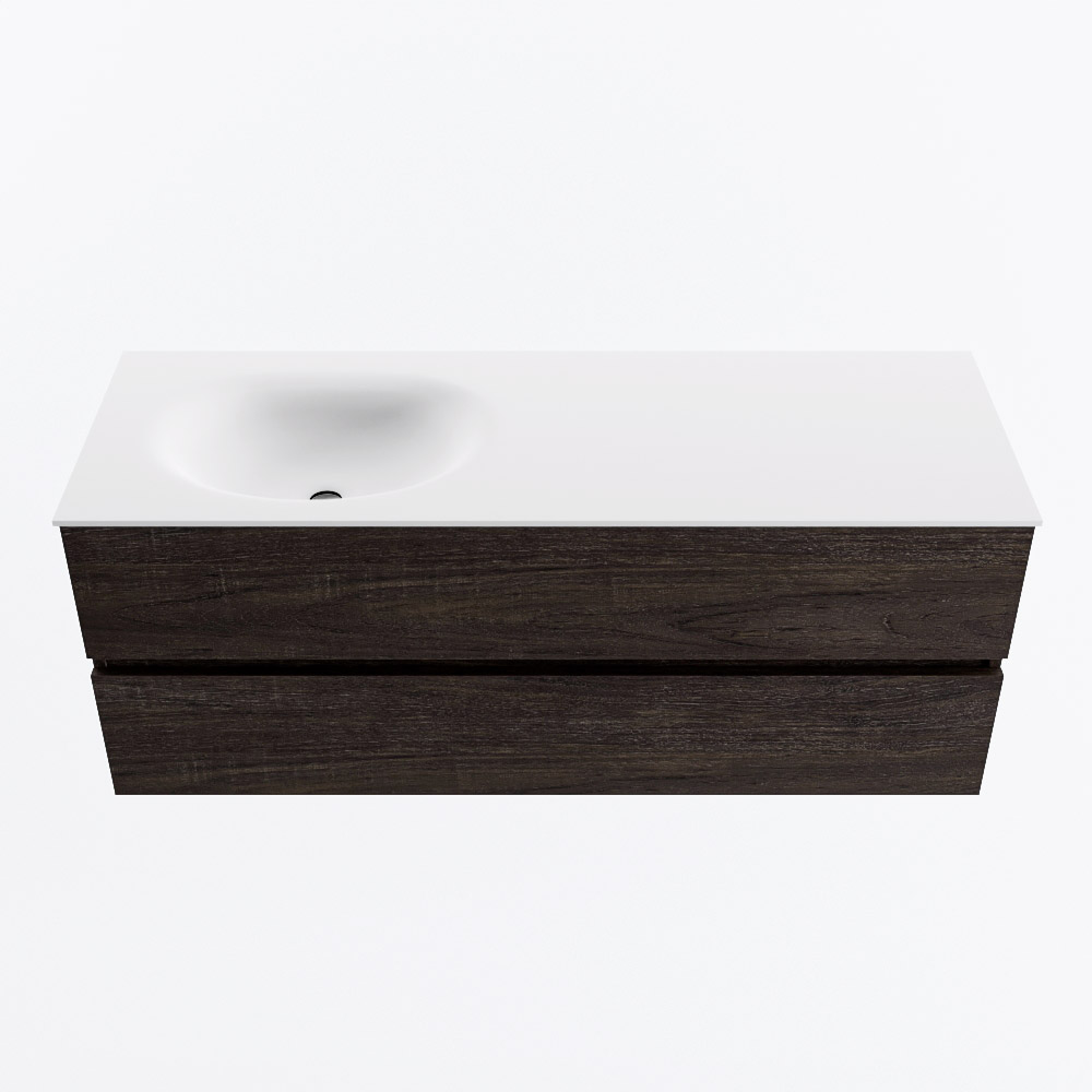 MONDIAZ VICA 130cm mueble de baño Dark Brown 2 cajones. Lavabo MOON Izquierda 1 orificio, color Talc. 5 MONDIAZ VICA 130cm mueble de baño Dark Brown 2 cajones. Lavabo MOON Izquierda 1 orificio, color Talc. - Imagen 5