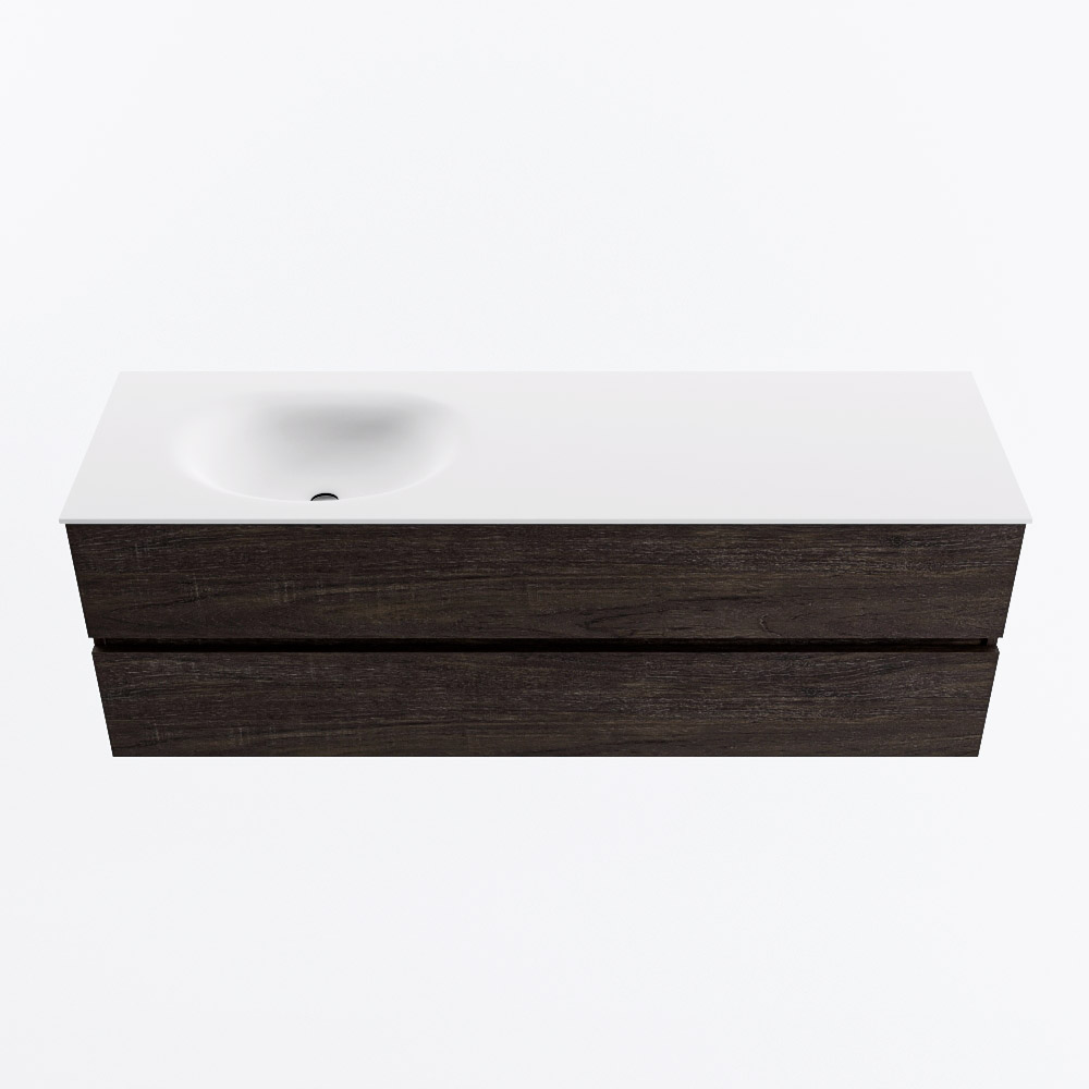 MONDIAZ VICA 150cm mueble de baño Dark Brown 2 cajones. Lavabo MOON Izquierda 1 orificio, color Talc. 5 MONDIAZ VICA 150cm mueble de baño Dark Brown 2 cajones. Lavabo MOON Izquierda 1 orificio, color Talc. - Imagen 5