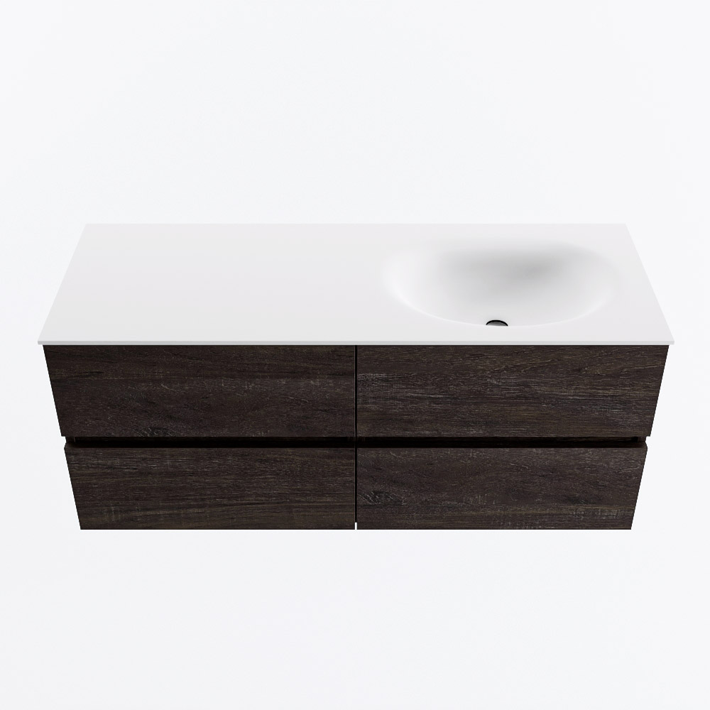 MONDIAZ VICA 120cm mueble de baño Dark Brown 4 cajones. Lavabo MOON Derecho 1 orificio, color Talc. 5 MONDIAZ VICA 120cm mueble de baño Dark Brown 4 cajones. Lavabo MOON Derecho 1 orificio, color Talc. - Imagen 5