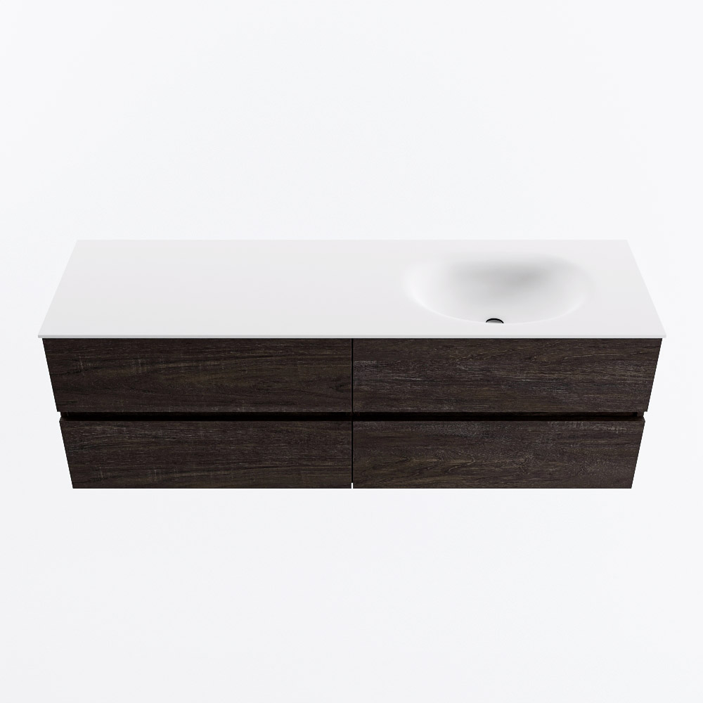 MONDIAZ VICA 150cm mueble de baño Dark Brown 4 cajones. Lavabo MOON Derecho sin orificio, color Talc. 5 MONDIAZ VICA 150cm mueble de baño Dark Brown 4 cajones. Lavabo MOON Derecho sin orificio, color Talc. - Imagen 5