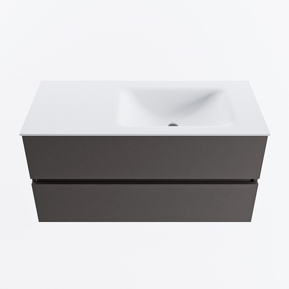 MONDIAZ VICA 100cm mueble de baño Dark Grey 2 cajones. Lavabo CLOUD Derecho sin orificio, color Talc. 5 MONDIAZ VICA 100cm mueble de baño Dark Grey 2 cajones. Lavabo CLOUD Derecho sin orificio, color Talc. - Imagen 5