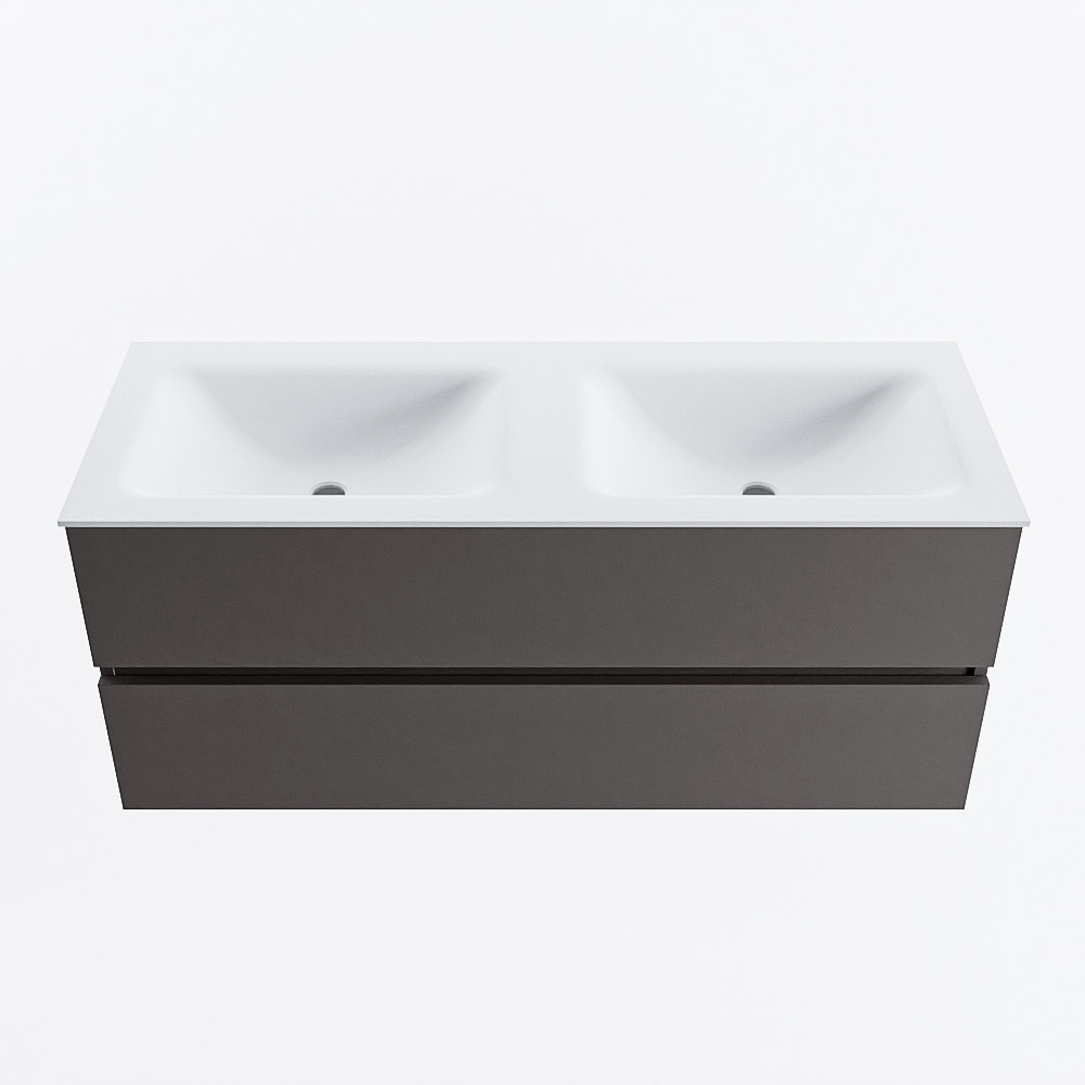 MONDIAZ VICA 120cm mueble de baño Dark Grey 2 cajones. Lavabo CLOUD Doble sin orificio, color Talc. 5 MONDIAZ VICA 120cm mueble de baño Dark Grey 2 cajones. Lavabo CLOUD Doble sin orificio, color Talc. - Imagen 5