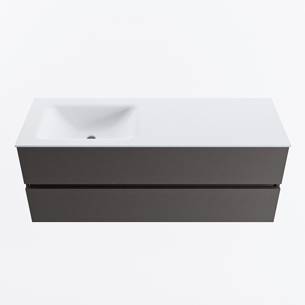 MONDIAZ VICA 130cm mueble de baño Dark Grey 2 cajones. Lavabo CLOUD Izquierda sin orificio, color Talc. 5 MONDIAZ VICA 130cm mueble de baño Dark Grey 2 cajones. Lavabo CLOUD Izquierda sin orificio, color Talc. - Imagen 5