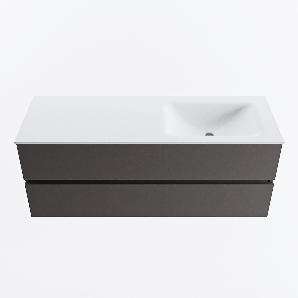 MONDIAZ VICA 130cm mueble de baño Dark Grey 2 cajones. Lavabo CLOUD Derecho sin orificio, color Talc. 5 MONDIAZ VICA 130cm mueble de baño Dark Grey 2 cajones. Lavabo CLOUD Derecho sin orificio, color Talc. - Imagen 5