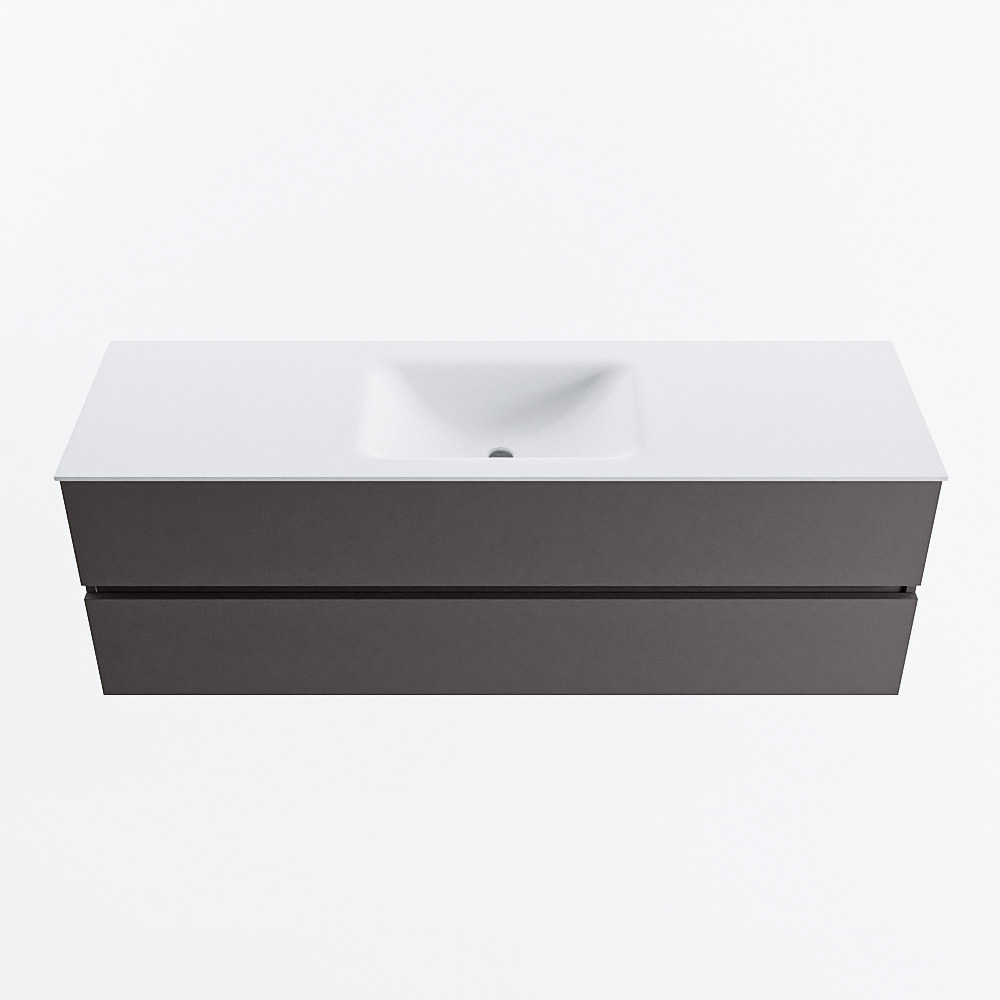 MONDIAZ VICA 150cm mueble de baño Dark Grey 2 cajones. Lavabo CLOUD Centro sin orificio, color Talc. 5 MONDIAZ VICA 150cm mueble de baño Dark Grey 2 cajones. Lavabo CLOUD Centro sin orificio, color Talc. - Imagen 5
