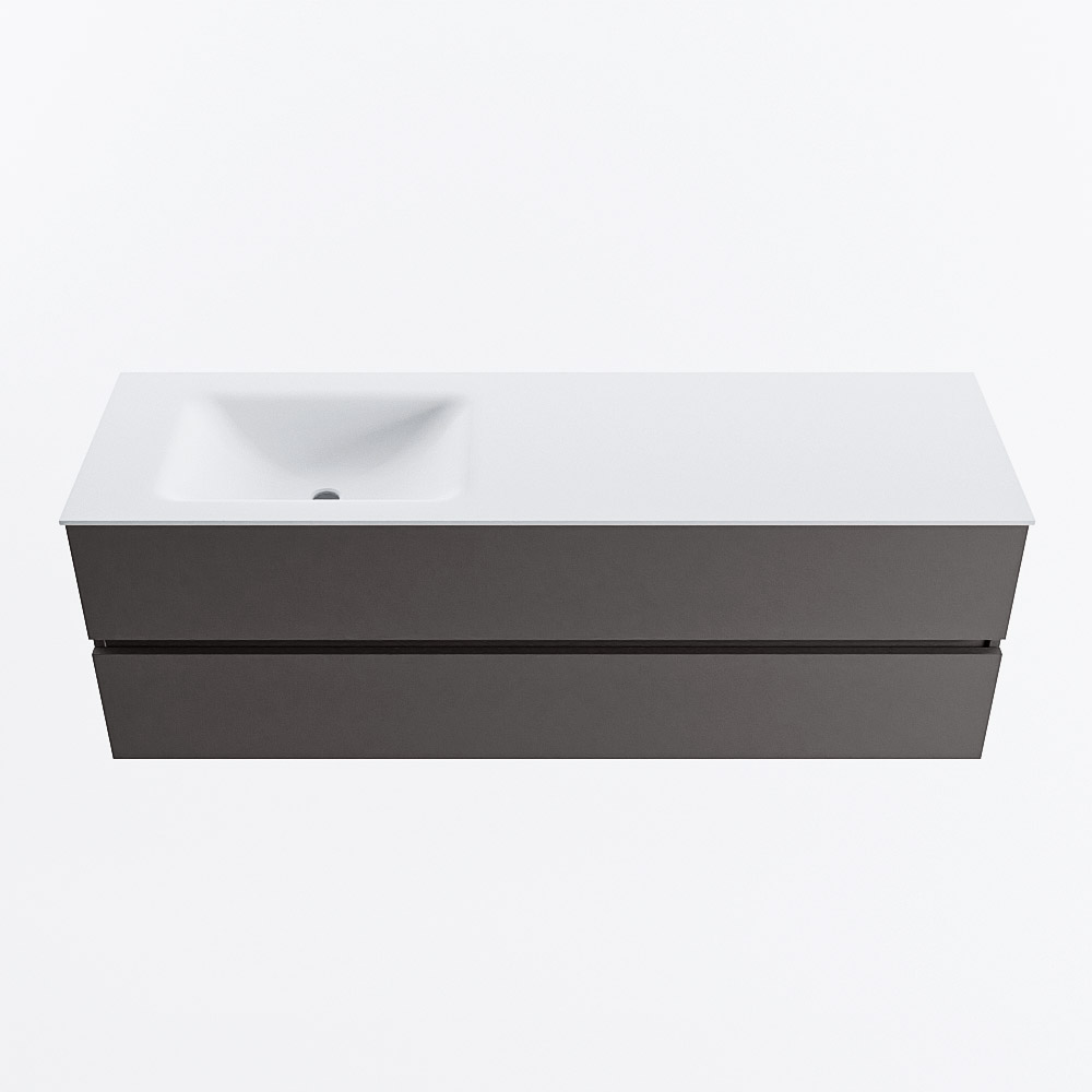MONDIAZ VICA 150cm mueble de baño Dark Grey 2 cajones. Lavabo CLOUD Izquierda sin orificio, color Talc. 5 MONDIAZ VICA 150cm mueble de baño Dark Grey 2 cajones. Lavabo CLOUD Izquierda sin orificio, color Talc. - Imagen 5