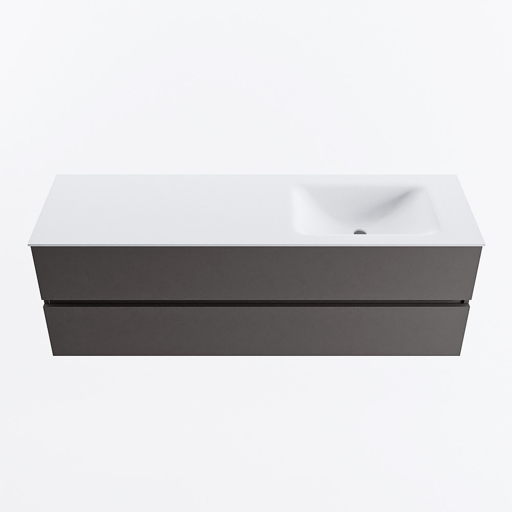 MONDIAZ VICA 150cm mueble de baño Dark Grey 2 cajones. Lavabo CLOUD Derecho sin orificio, color Talc. 5 MONDIAZ VICA 150cm mueble de baño Dark Grey 2 cajones. Lavabo CLOUD Derecho sin orificio, color Talc. - Imagen 5