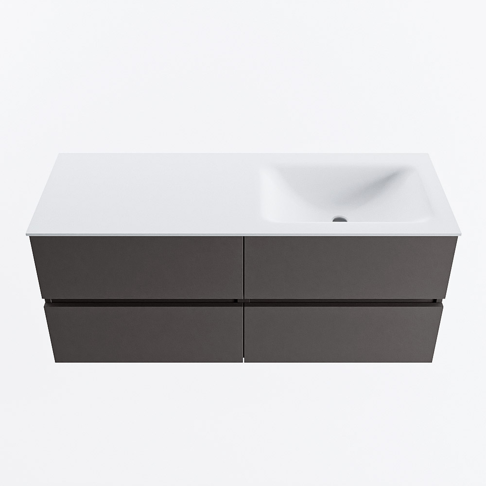 MONDIAZ VICA 120cm mueble de baño Dark Grey 4 cajones. Lavabo CLOUD Derecho sin orificio, color Talc. 5 MONDIAZ VICA 120cm mueble de baño Dark Grey 4 cajones. Lavabo CLOUD Derecho sin orificio, color Talc. - Imagen 5