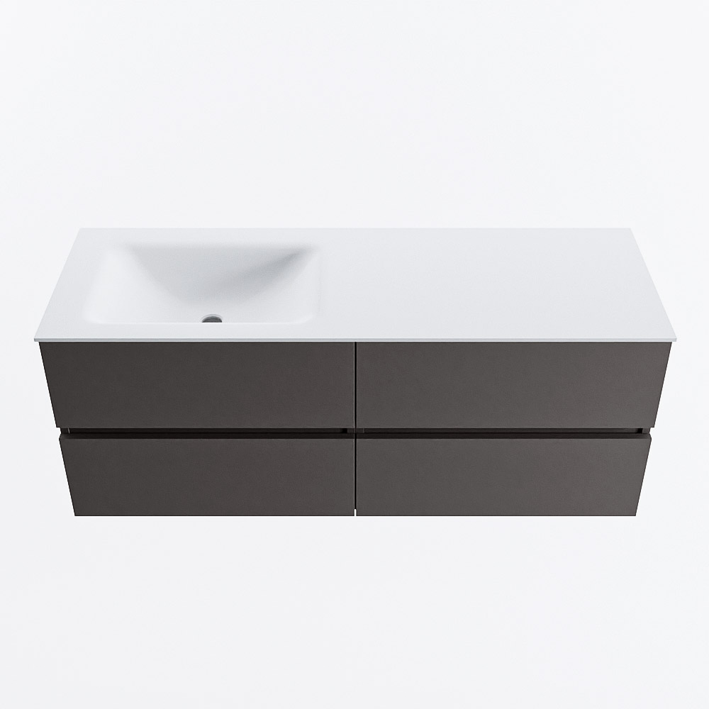 MONDIAZ VICA 130cm mueble de baño Dark Grey 4 cajones. Lavabo CLOUD Izquierda 1 orificio, color Talc. 5 MONDIAZ VICA 130cm mueble de baño Dark Grey 4 cajones. Lavabo CLOUD Izquierda 1 orificio, color Talc. - Imagen 5