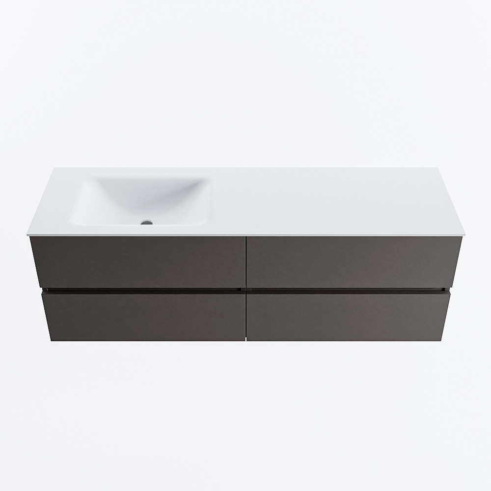 MONDIAZ VICA 150cm mueble de baño Dark Grey 4 cajones. Lavabo CLOUD Izquierda 1 orificio, color Talc. 5 MONDIAZ VICA 150cm mueble de baño Dark Grey 4 cajones. Lavabo CLOUD Izquierda 1 orificio, color Talc. - Imagen 5