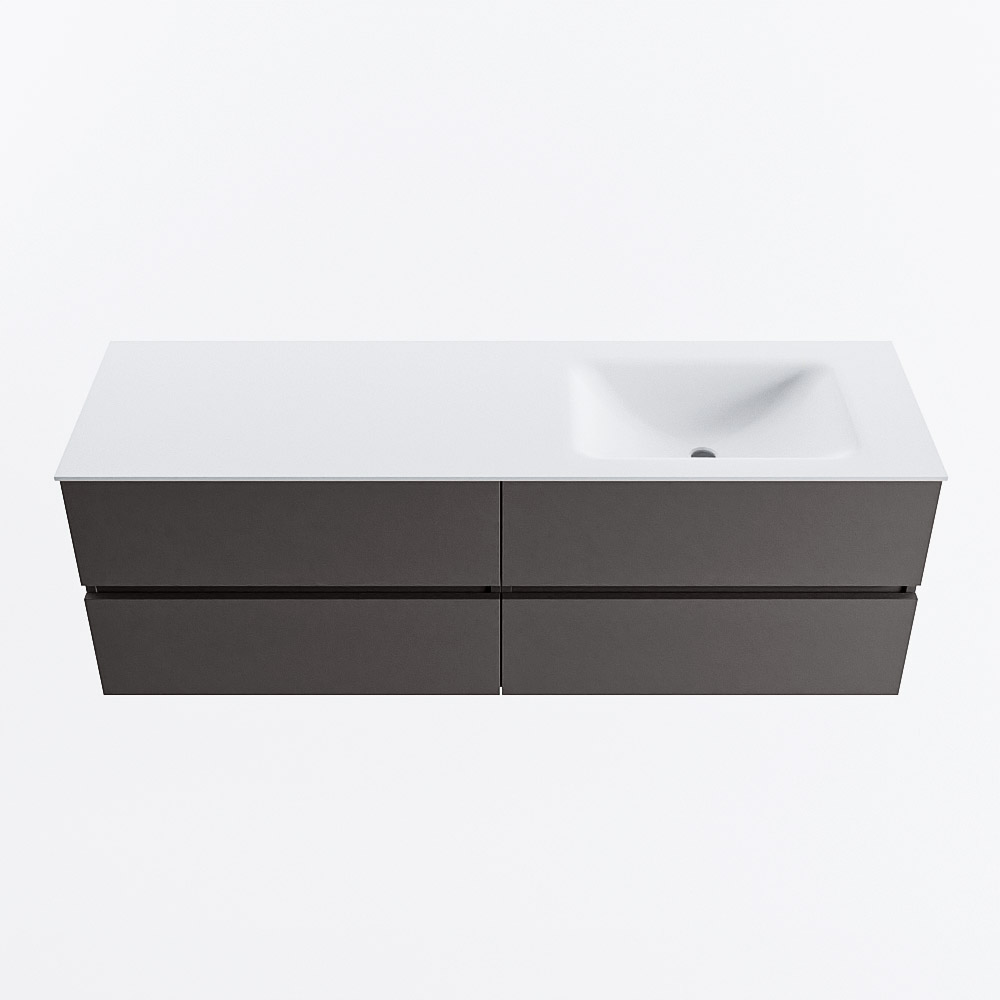 MONDIAZ VICA 150cm mueble de baño Dark Grey 4 cajones. Lavabo CLOUD Derecho 1 orificio, color Talc. 5 MONDIAZ VICA 150cm mueble de baño Dark Grey 4 cajones. Lavabo CLOUD Derecho 1 orificio, color Talc. - Imagen 5