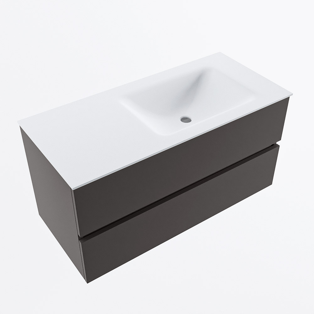 MONDIAZ VICA 100cm mueble de baño Dark Grey 2 cajones. Lavabo CLOUD Derecho sin orificio, color Talc. 6 MONDIAZ VICA 100cm mueble de baño Dark Grey 2 cajones. Lavabo CLOUD Derecho sin orificio, color Talc. - Imagen 6