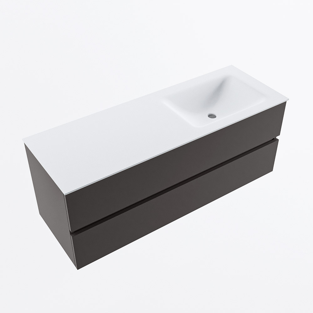 MONDIAZ VICA 130cm mueble de baño Dark Grey 2 cajones. Lavabo CLOUD Derecho sin orificio, color Talc. 6 MONDIAZ VICA 130cm mueble de baño Dark Grey 2 cajones. Lavabo CLOUD Derecho sin orificio, color Talc. - Imagen 6