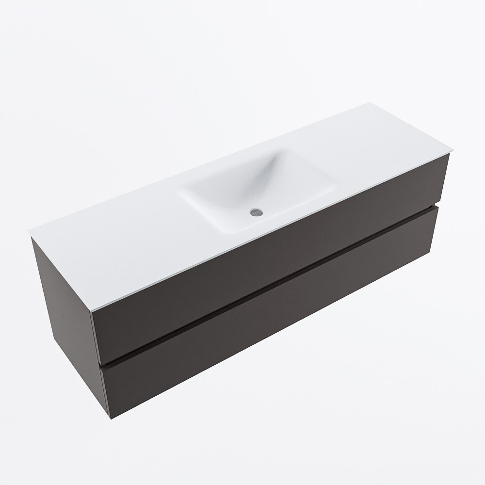 MONDIAZ VICA 150cm mueble de baño Dark Grey 2 cajones. Lavabo CLOUD Centro sin orificio, color Talc. 6 MONDIAZ VICA 150cm mueble de baño Dark Grey 2 cajones. Lavabo CLOUD Centro sin orificio, color Talc. - Imagen 6