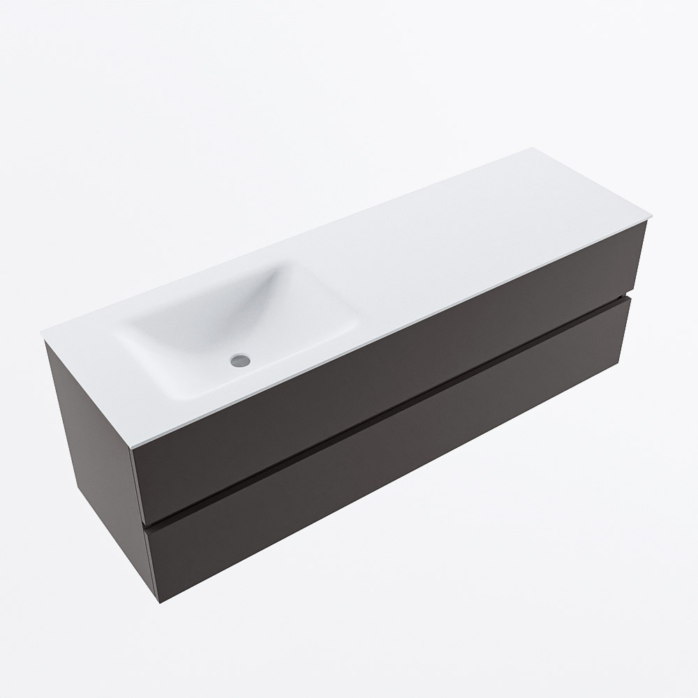 MONDIAZ VICA 150cm mueble de baño Dark Grey 2 cajones. Lavabo CLOUD Izquierda sin orificio, color Talc. 6 MONDIAZ VICA 150cm mueble de baño Dark Grey 2 cajones. Lavabo CLOUD Izquierda sin orificio, color Talc. - Imagen 6