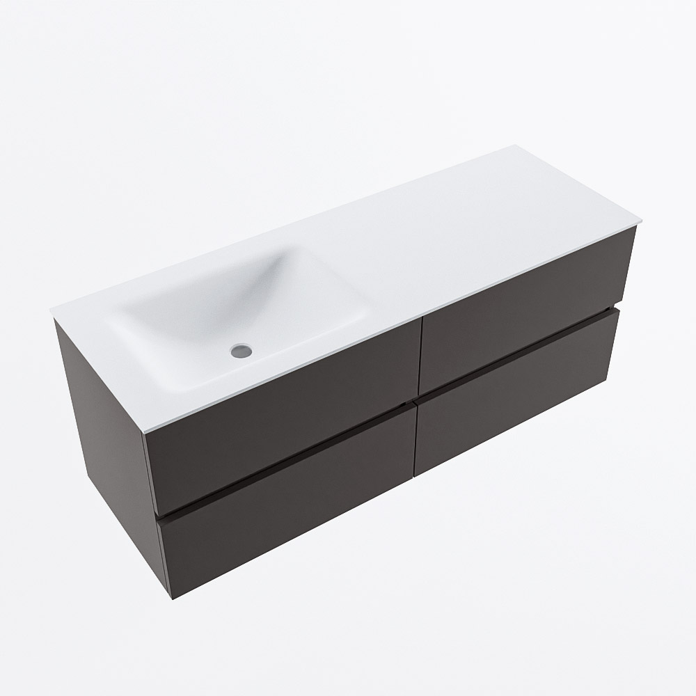 MONDIAZ VICA 130cm mueble de baño Dark Grey 4 cajones. Lavabo CLOUD Izquierda 1 orificio, color Talc. 6 MONDIAZ VICA 130cm mueble de baño Dark Grey 4 cajones. Lavabo CLOUD Izquierda 1 orificio, color Talc. - Imagen 6