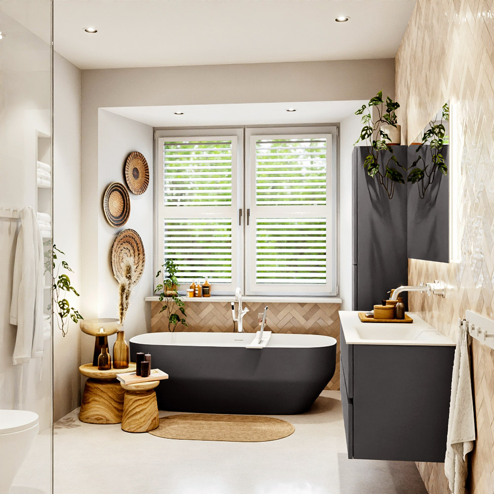 MONDIAZ VICA 130cm mueble de baño Dark Grey 2 cajones. Lavabo CLOUD Derecho sin orificio, color Talc. 3 MONDIAZ VICA 130cm mueble de baño Dark Grey 2 cajones. Lavabo CLOUD Derecho sin orificio, color Talc. - Imagen 3