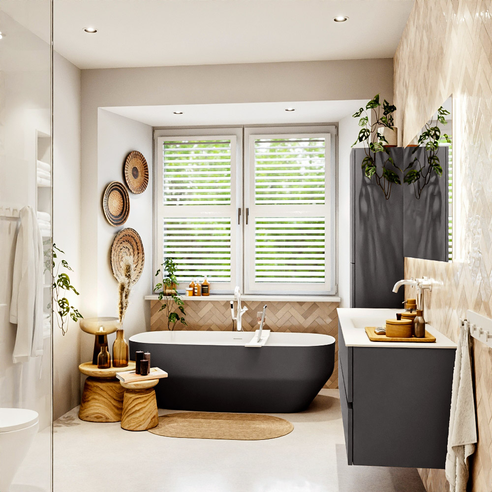 MONDIAZ VICA 150cm mueble de baño Dark Grey 2 cajones. Lavabo CLOUD Centro 1 orificio, color Talc. 3 MONDIAZ VICA 150cm mueble de baño Dark Grey 2 cajones. Lavabo CLOUD Centro 1 orificio, color Talc. - Imagen 3
