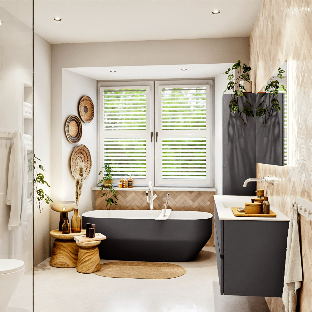 MONDIAZ VICA 150cm mueble de baño Dark Grey 2 cajones. Lavabo CLOUD Centro sin orificio, color Talc. 3 MONDIAZ VICA 150cm mueble de baño Dark Grey 2 cajones. Lavabo CLOUD Centro sin orificio, color Talc. - Imagen 3