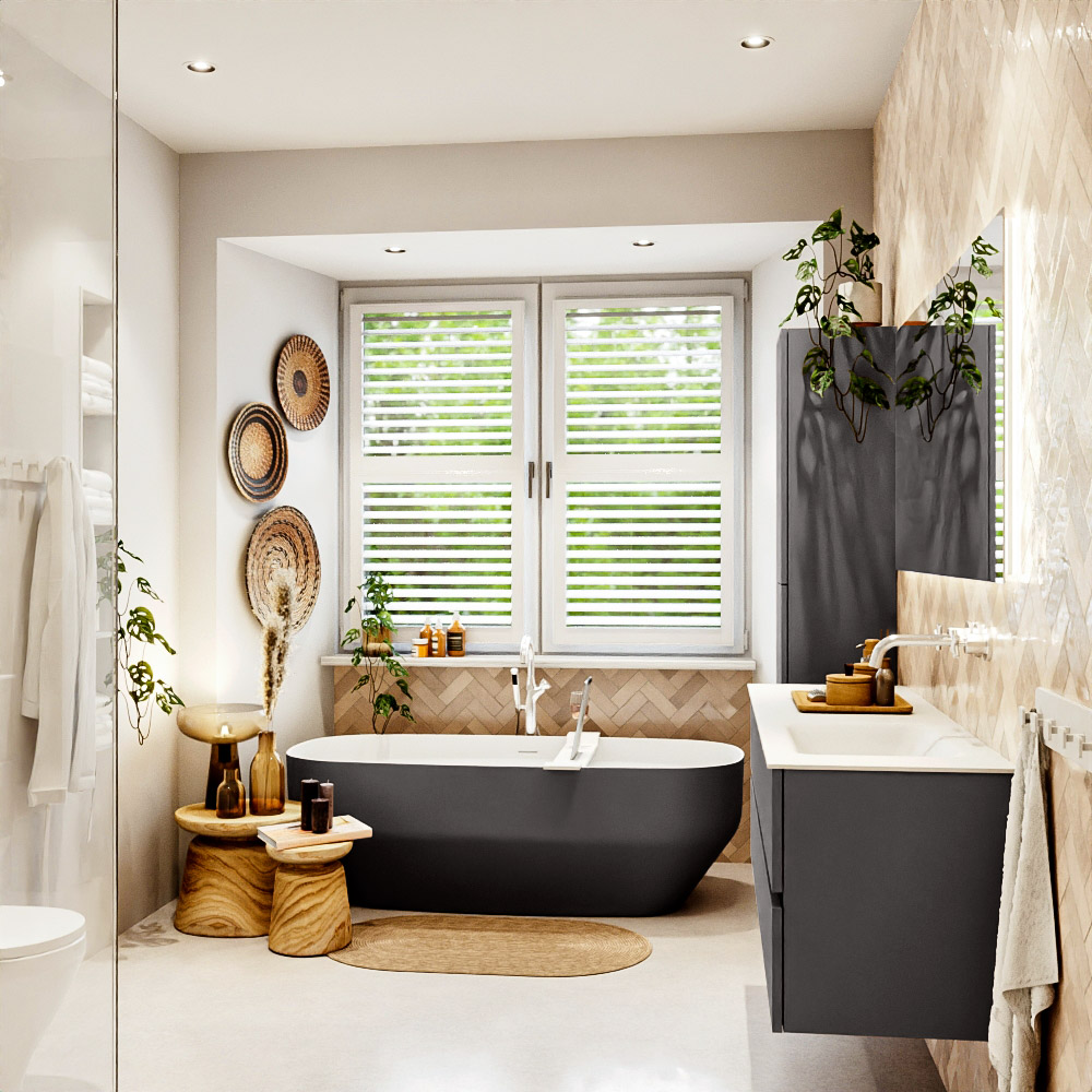 MONDIAZ VICA 150cm mueble de baño Dark Grey 2 cajones. Lavabo CLOUD Derecho sin orificio, color Talc. 3 MONDIAZ VICA 150cm mueble de baño Dark Grey 2 cajones. Lavabo CLOUD Derecho sin orificio, color Talc. - Imagen 3