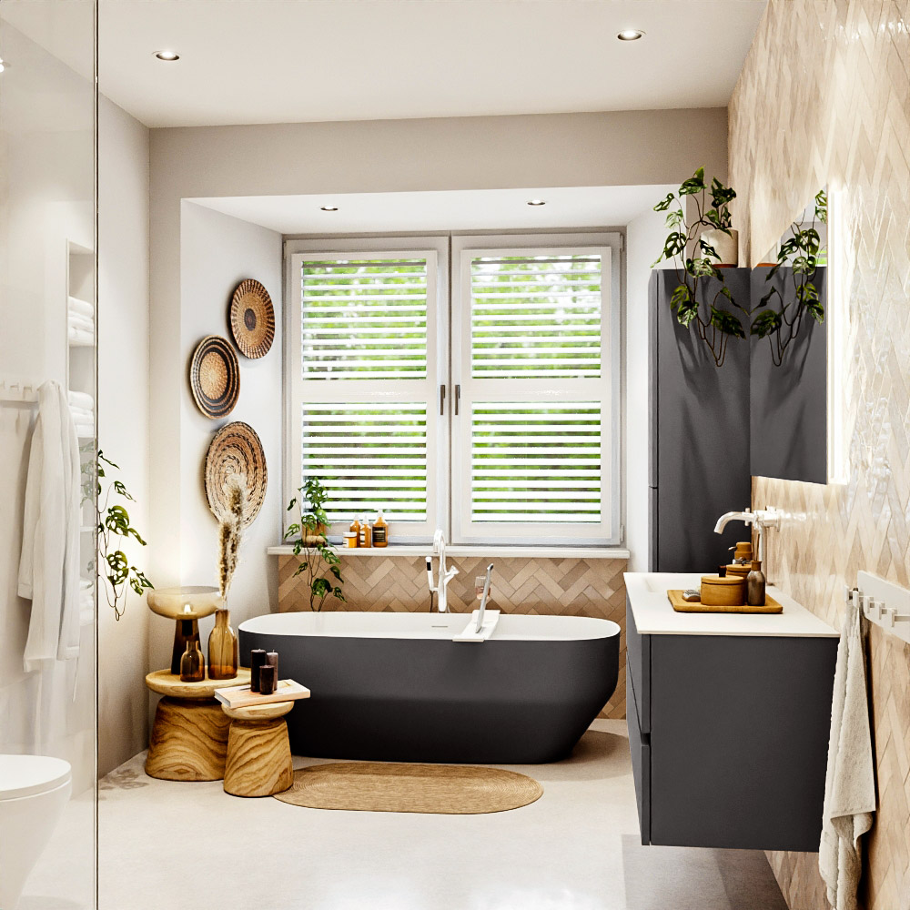 MONDIAZ VICA 130cm mueble de baño Dark Grey 4 cajones. Lavabo CLOUD Izquierda 1 orificio, color Talc. 3 MONDIAZ VICA 130cm mueble de baño Dark Grey 4 cajones. Lavabo CLOUD Izquierda 1 orificio, color Talc. - Imagen 3