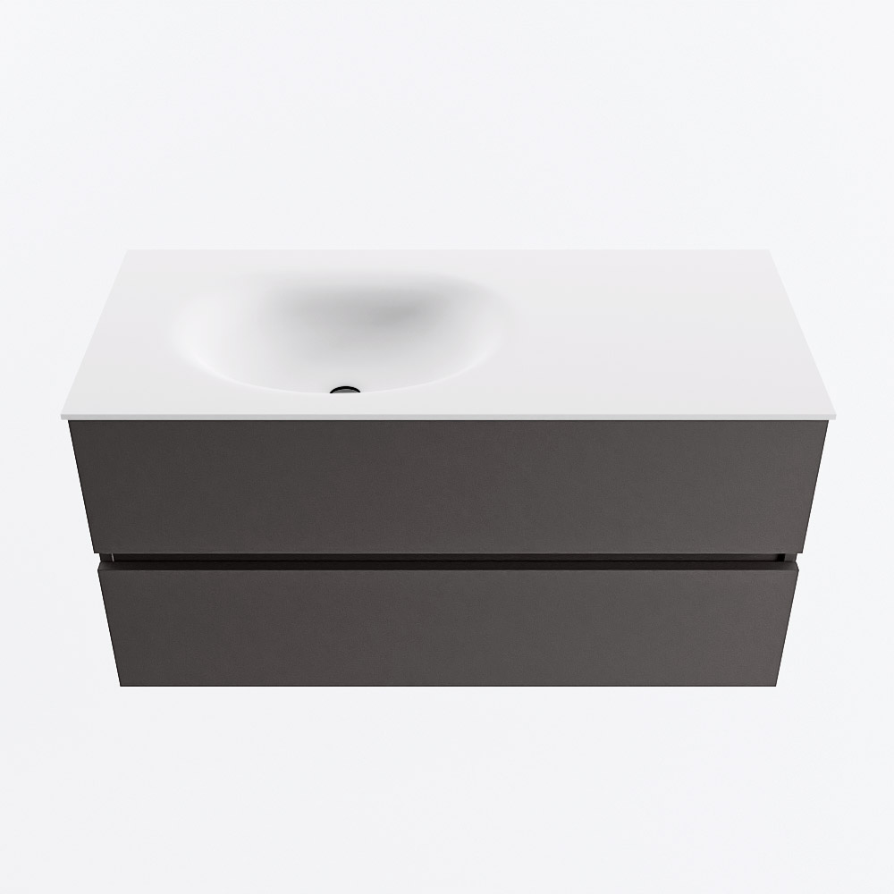 MONDIAZ VICA 100cm mueble de baño Dark Grey 2 cajones. Lavabo MOON Izquierda 1 orificio, color Talc. 5 MONDIAZ VICA 100cm mueble de baño Dark Grey 2 cajones. Lavabo MOON Izquierda 1 orificio, color Talc. - Imagen 5