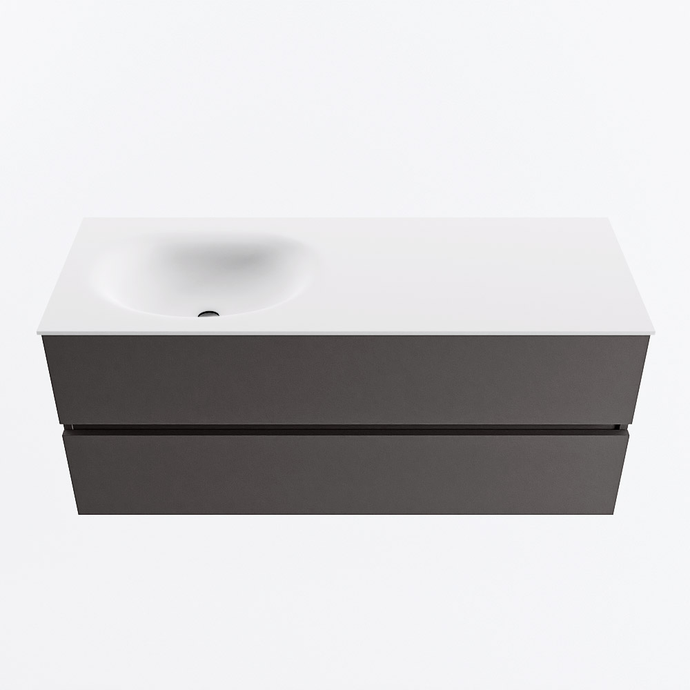 MONDIAZ VICA 120cm mueble de baño Dark Grey 2 cajones. Lavabo MOON Izquierda 1 orificio, color Talc. 5 MONDIAZ VICA 120cm mueble de baño Dark Grey 2 cajones. Lavabo MOON Izquierda 1 orificio, color Talc. - Imagen 5
