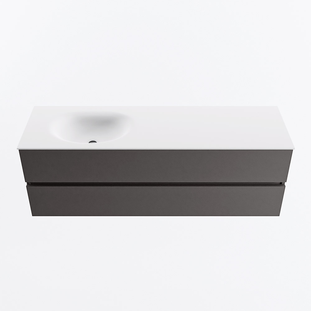 MONDIAZ VICA 150cm mueble de baño Dark Grey 2 cajones. Lavabo MOON Izquierda 1 orificio, color Talc. 5 MONDIAZ VICA 150cm mueble de baño Dark Grey 2 cajones. Lavabo MOON Izquierda 1 orificio, color Talc. - Imagen 5