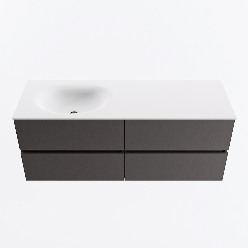 MONDIAZ VICA 130cm mueble de baño Dark Grey 4 cajones. Lavabo MOON Izquierda 1 orificio, color Talc. 5 MONDIAZ VICA 130cm mueble de baño Dark Grey 4 cajones. Lavabo MOON Izquierda 1 orificio, color Talc. - Imagen 5