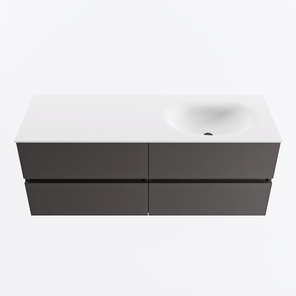 MONDIAZ VICA 130cm mueble de baño Dark Grey 4 cajones. Lavabo MOON Derecho 1 orificio, color Talc. 5 MONDIAZ VICA 130cm mueble de baño Dark Grey 4 cajones. Lavabo MOON Derecho 1 orificio, color Talc. - Imagen 5