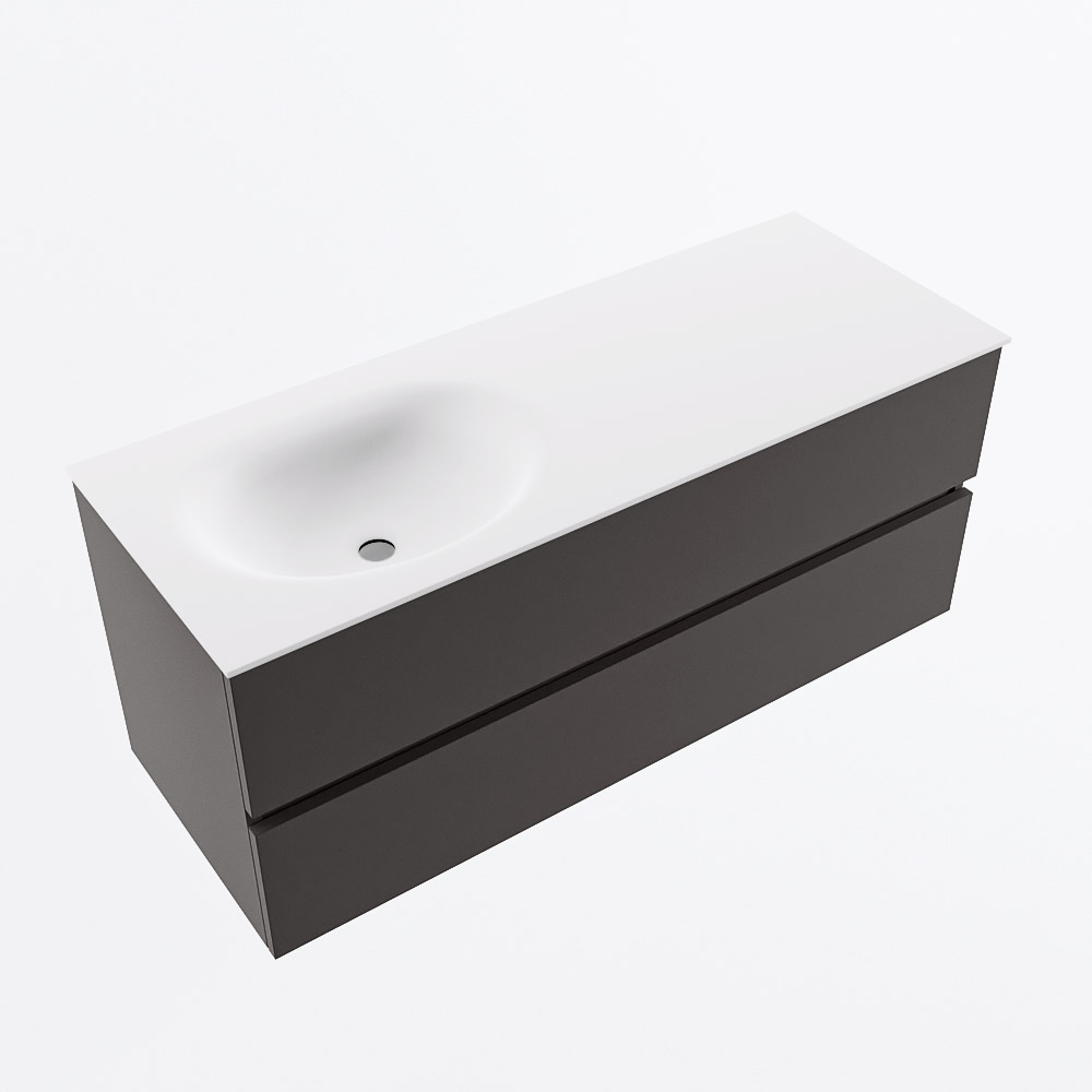 MONDIAZ VICA 120cm mueble de baño Dark Grey 2 cajones. Lavabo MOON Izquierda 1 orificio, color Talc. 6 MONDIAZ VICA 120cm mueble de baño Dark Grey 2 cajones. Lavabo MOON Izquierda 1 orificio, color Talc. - Imagen 6
