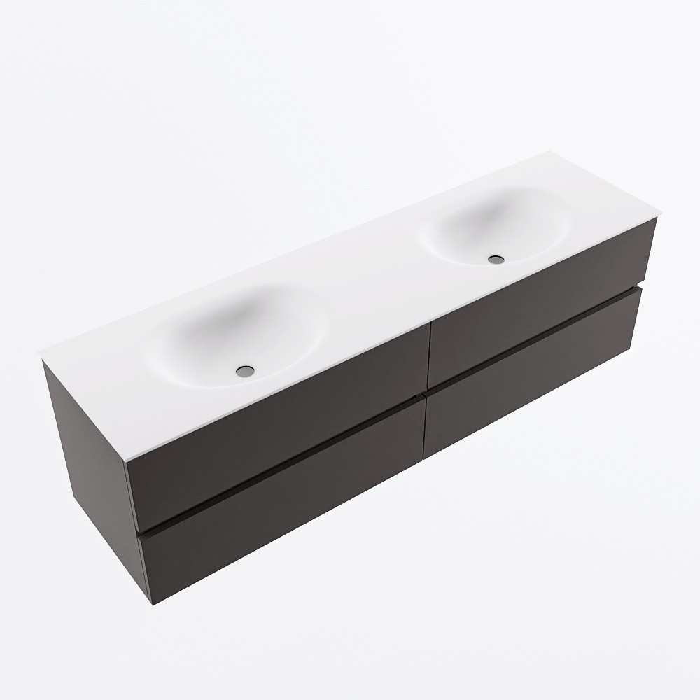MONDIAZ VICA 170cm mueble de baño Dark Grey 4 cajones. Lavabo MOON Doble 2 orificios, color Talc. 6 MONDIAZ VICA 170cm mueble de baño Dark Grey 4 cajones. Lavabo MOON Doble 2 orificios, color Talc. - Imagen 6