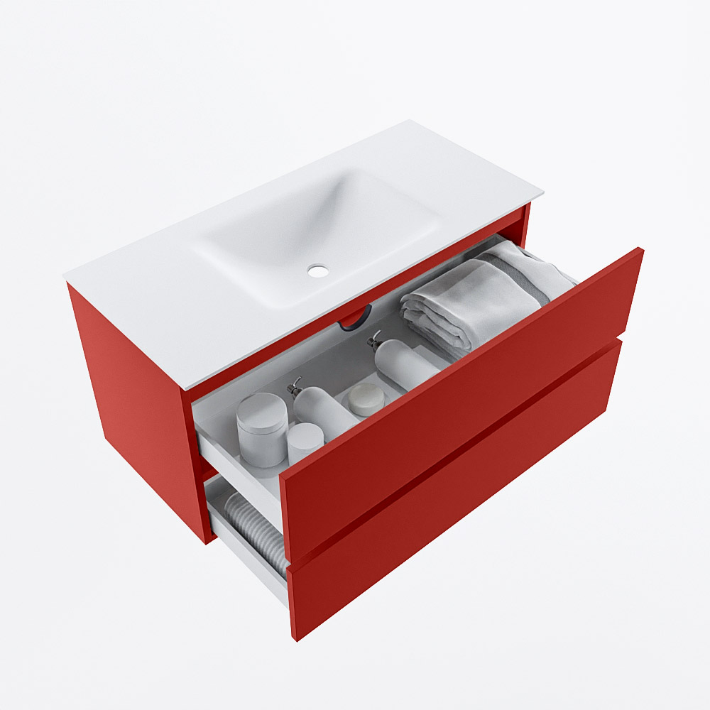 MONDIAZ VICA 100cm mueble de baño Fire 2 cajones. Lavabo CLOUD Centro sin orificio, color Talc. 7 MONDIAZ VICA 100cm mueble de baño Fire 2 cajones. Lavabo CLOUD Centro sin orificio, color Talc. - Imagen 7