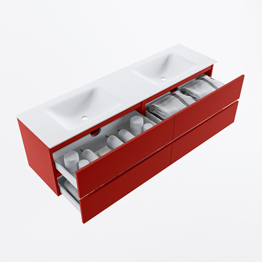 MONDIAZ VICA 170cm mueble de baño Fire 4 cajones. Lavabo CLOUD Doble 2 orificios, color Talc. 7 MONDIAZ VICA 170cm mueble de baño Fire 4 cajones. Lavabo CLOUD Doble 2 orificios, color Talc. - Imagen 7