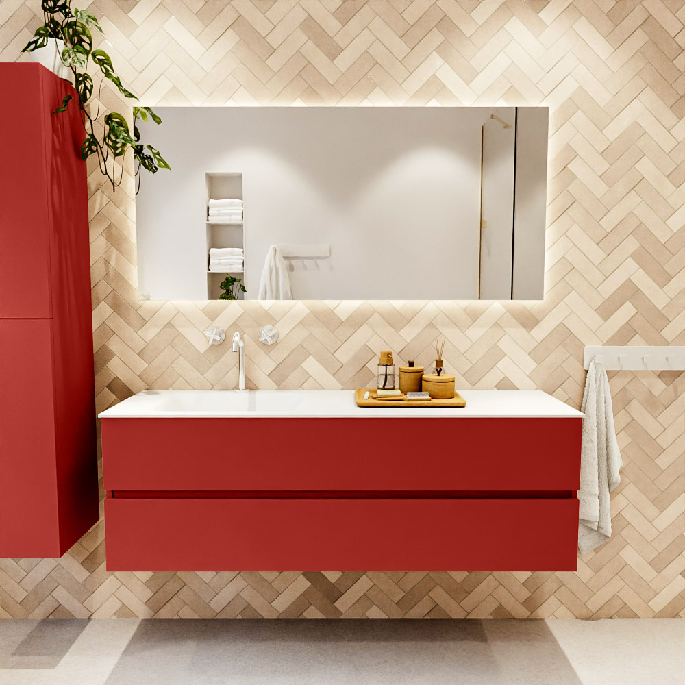 MONDIAZ VICA 150cm mueble de baño Fire 2 cajones. Lavabo CLOUD Izquierda 1 orificio, color Talc. 2 color Talc.