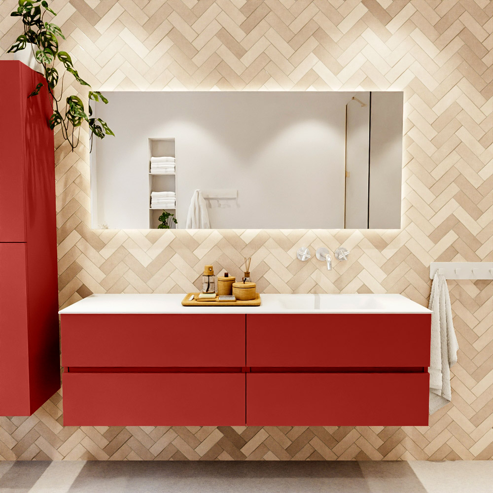 MONDIAZ VICA 160cm mueble de baño Fire 4 cajones. Lavabo CLOUD Derecho sin orificio, color Talc. 2 color Talc.