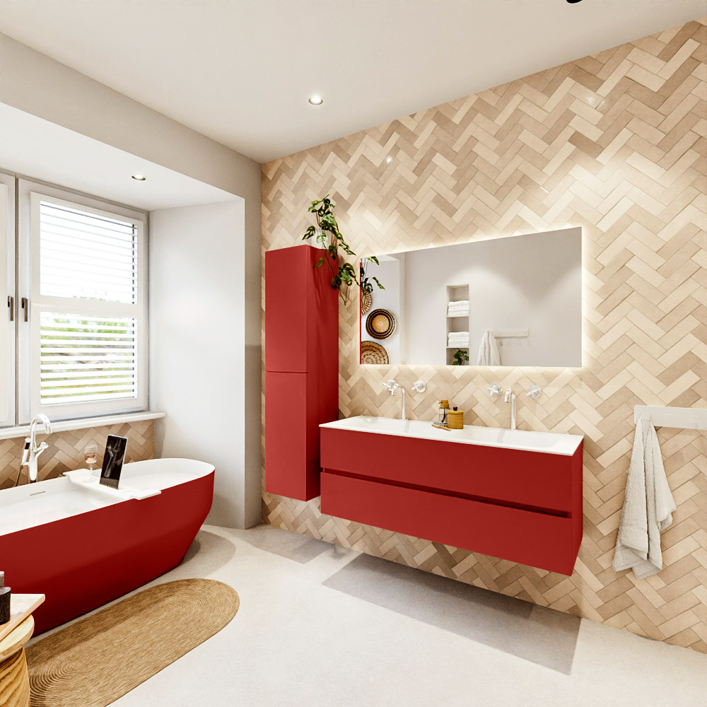 MONDIAZ VICA 130cm mueble de baño Fire 2 cajones. Lavabo CLOUD Doble 2 orificios, color Talc. 4 MONDIAZ VICA 130cm mueble de baño Fire 2 cajones. Lavabo CLOUD Doble 2 orificios, color Talc. - Imagen 4