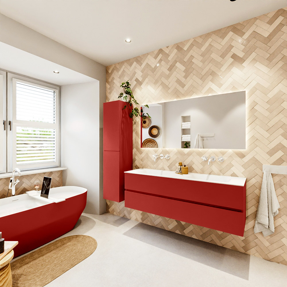 MONDIAZ VICA 150cm mueble de baño Fire 2 cajones. Lavabo CLOUD Doble sin orificio, color Talc. 4 MONDIAZ VICA 150cm mueble de baño Fire 2 cajones. Lavabo CLOUD Doble sin orificio, color Talc. - Imagen 4