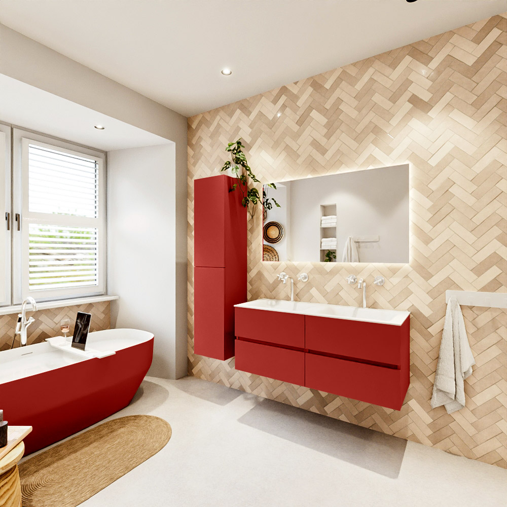 MONDIAZ VICA 120cm mueble de baño Fire 4 cajones. Lavabo CLOUD Doble 2 orificios, color Talc. 4 MONDIAZ VICA 120cm mueble de baño Fire 4 cajones. Lavabo CLOUD Doble 2 orificios, color Talc. - Imagen 4