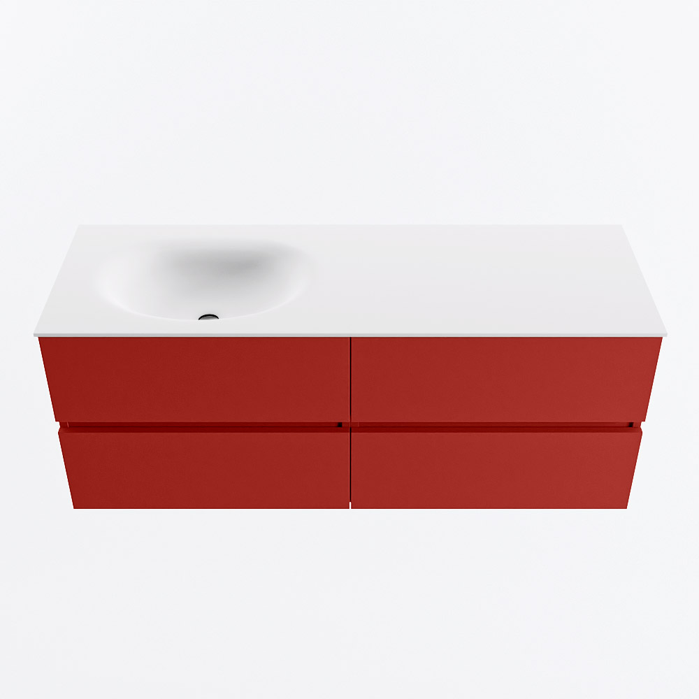 MONDIAZ VICA 130cm mueble de baño Fire 4 cajones. Lavabo MOON Izquierda 1 orificio, color Talc. 5 MONDIAZ VICA 130cm mueble de baño Fire 4 cajones. Lavabo MOON Izquierda 1 orificio, color Talc. - Imagen 5