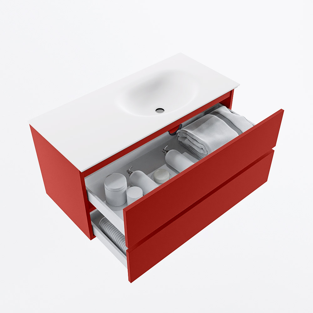 MONDIAZ VICA 100cm mueble de baño Fire 2 cajones. Lavabo MOON Derecho sin orificio, color Talc. 7 MONDIAZ VICA 100cm mueble de baño Fire 2 cajones. Lavabo MOON Derecho sin orificio, color Talc. - Imagen 7