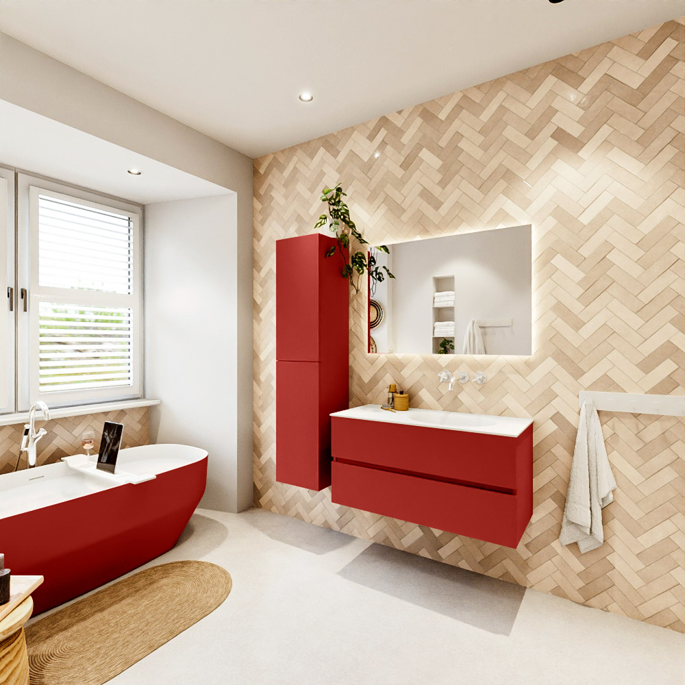 MONDIAZ VICA 100cm mueble de baño Fire 2 cajones. Lavabo MOON Derecho sin orificio, color Talc. 4 MONDIAZ VICA 100cm mueble de baño Fire 2 cajones. Lavabo MOON Derecho sin orificio, color Talc. - Imagen 4