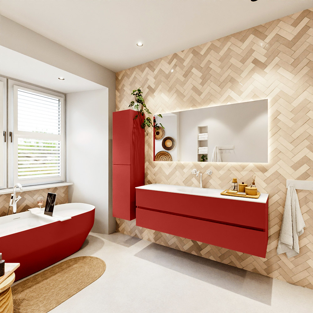 MONDIAZ VICA 150cm mueble de baño Fire 2 cajones. Lavabo MOON Centro 1 orificio, color Talc. 4 MONDIAZ VICA 150cm mueble de baño Fire 2 cajones. Lavabo MOON Centro 1 orificio, color Talc. - Imagen 4