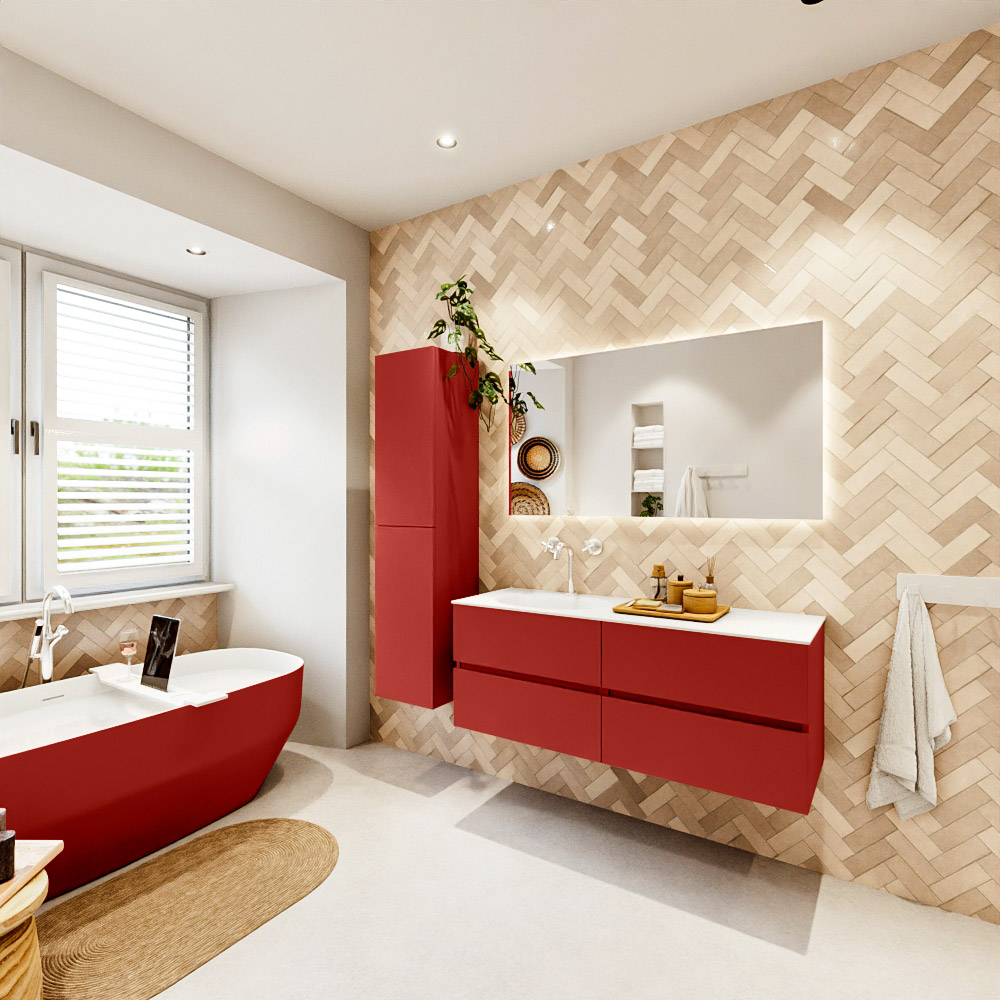 MONDIAZ VICA 130cm mueble de baño Fire 4 cajones. Lavabo MOON Izquierda 1 orificio, color Talc. 4 MONDIAZ VICA 130cm mueble de baño Fire 4 cajones. Lavabo MOON Izquierda 1 orificio, color Talc. - Imagen 4