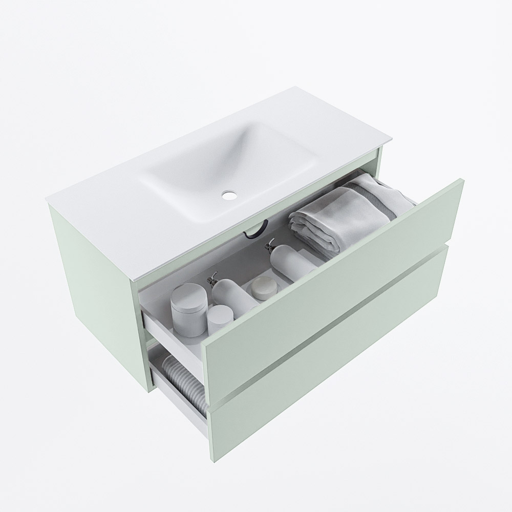 MONDIAZ VICA 100cm mueble de baño Greey 2 cajones. Lavabo CLOUD Centro 1 orificio, color Talc. 7 MONDIAZ VICA 100cm mueble de baño Greey 2 cajones. Lavabo CLOUD Centro 1 orificio, color Talc. - Imagen 7