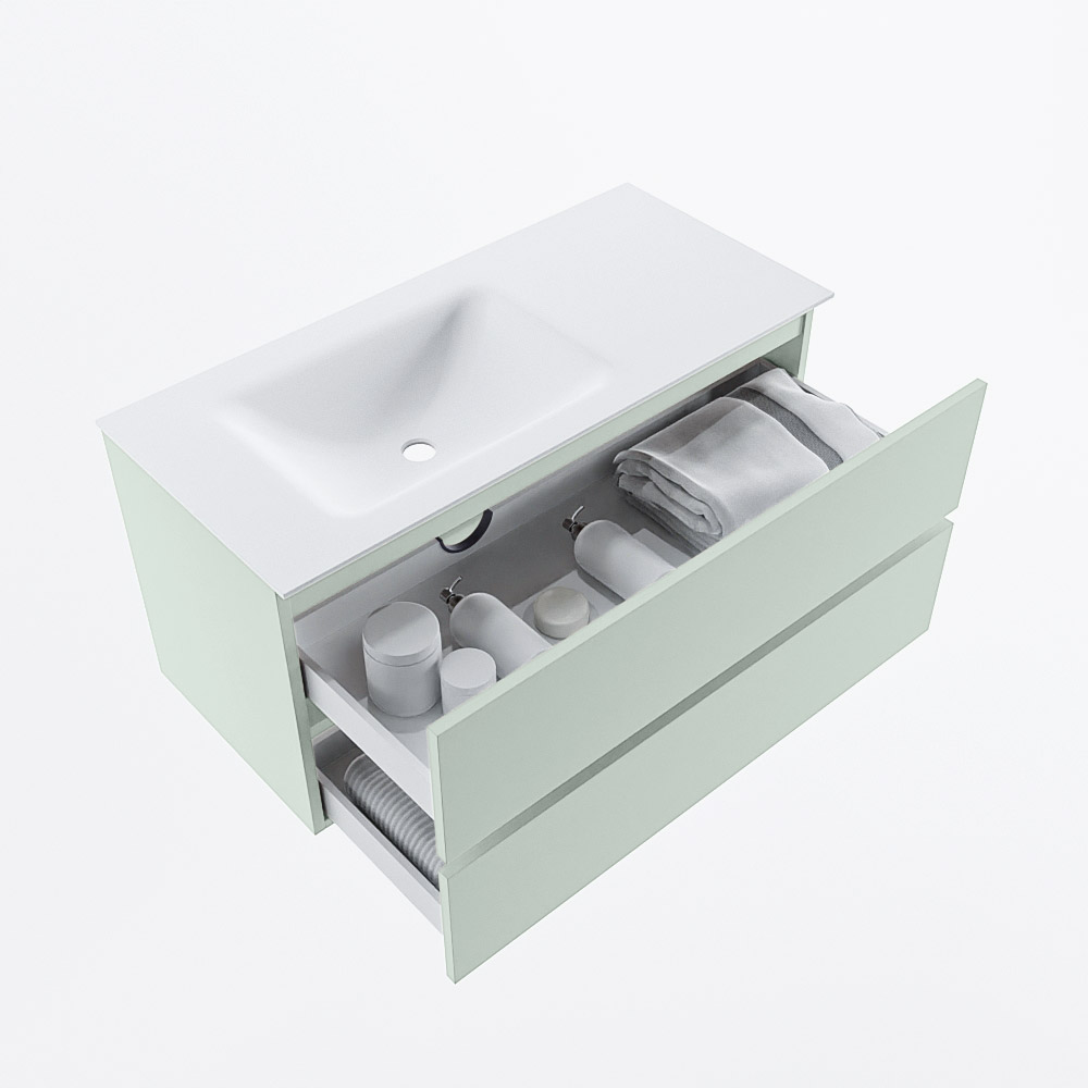 MONDIAZ VICA 100cm mueble de baño Greey 2 cajones. Lavabo CLOUD Izquierda 1 orificio, color Talc. 7 MONDIAZ VICA 100cm mueble de baño Greey 2 cajones. Lavabo CLOUD Izquierda 1 orificio, color Talc. - Imagen 7