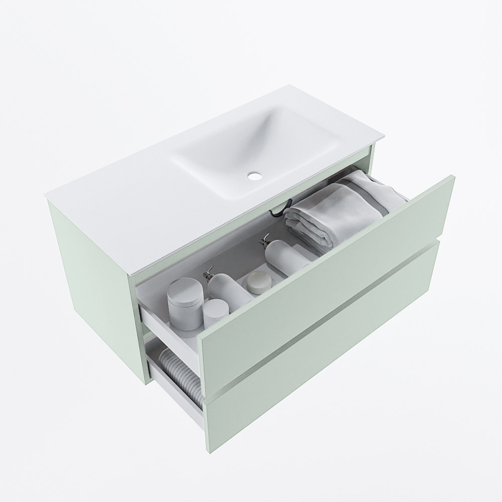 MONDIAZ VICA 100cm mueble de baño Greey 2 cajones. Lavabo CLOUD Derecho 1 orificio, color Talc. 7 MONDIAZ VICA 100cm mueble de baño Greey 2 cajones. Lavabo CLOUD Derecho 1 orificio, color Talc. - Imagen 7